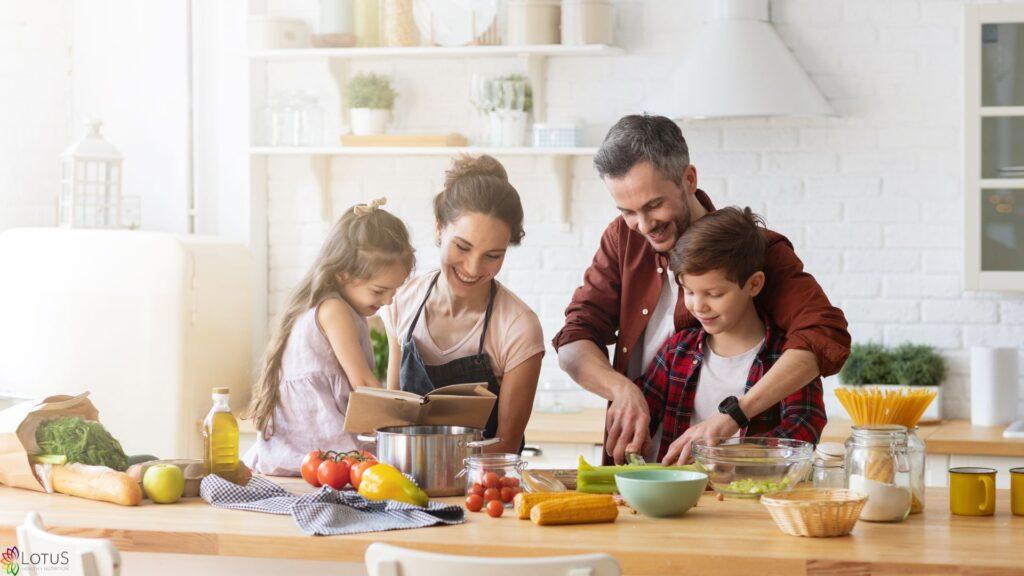 family cooking together