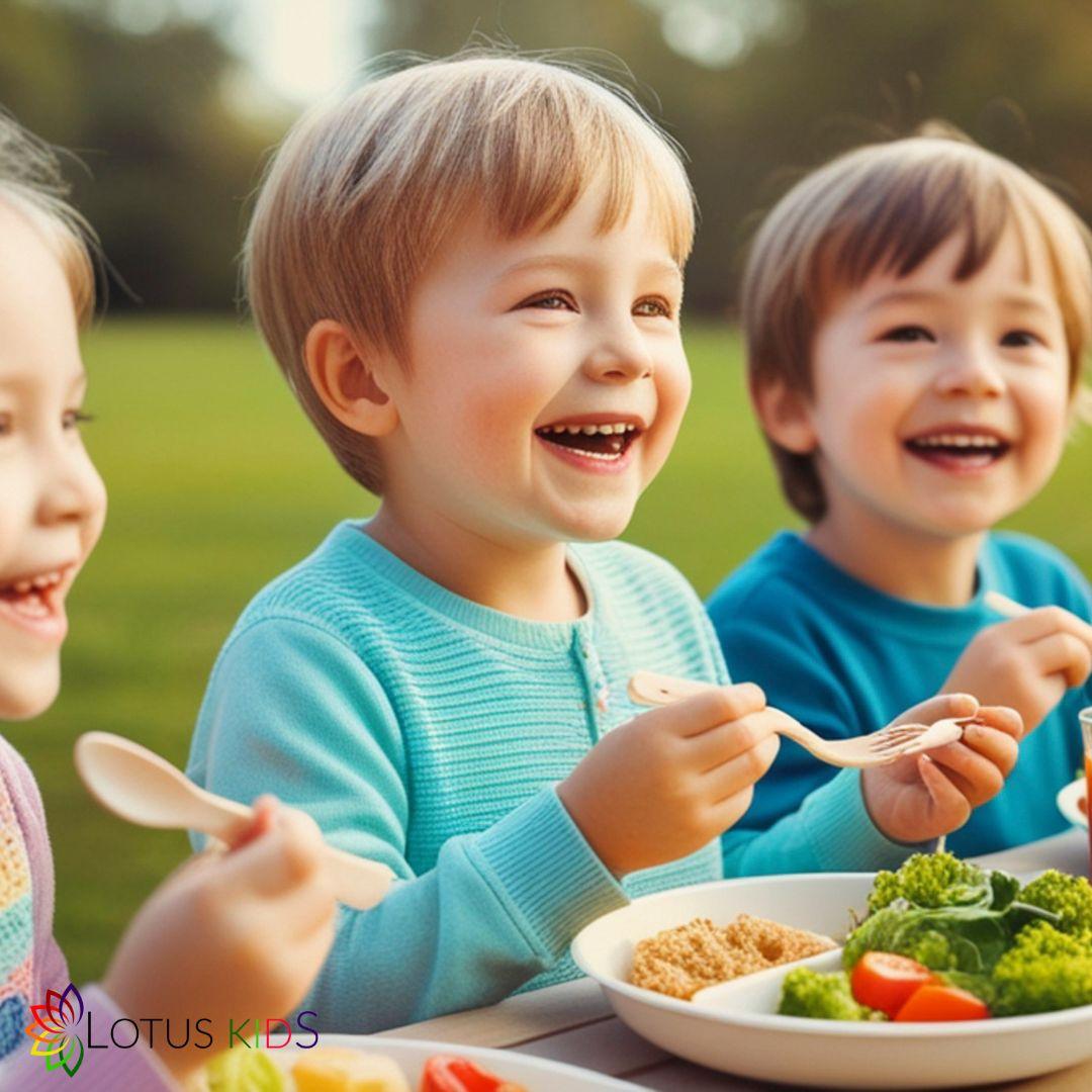 happy children eating