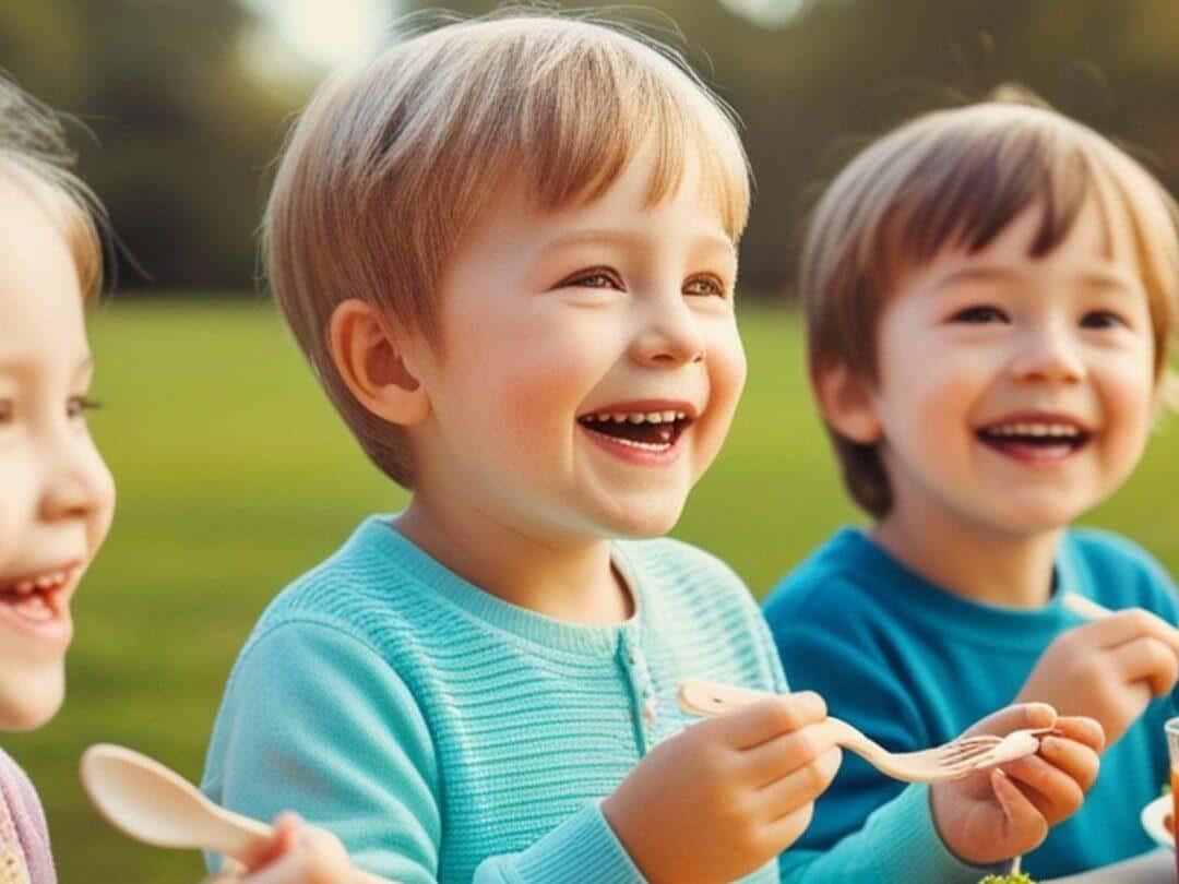 happy children eating